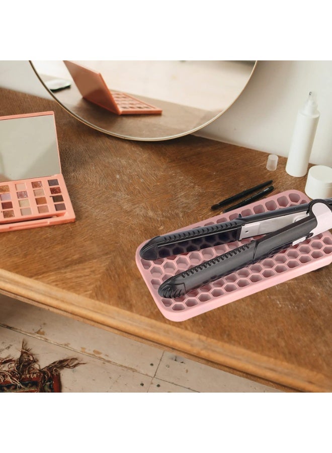 ChicAbode 2 Pack Silicon Heat Resistant Mat for Hair Tools, Travel Hot Pad for Curling Iron Small, Non Slip Flat Iron Mat Pad, Thick Styling Tool Mat, for Straightener Wands (Pink, Purple) - Image 5